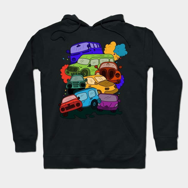 Colorful car in doodles art Hoodie by Bequeen